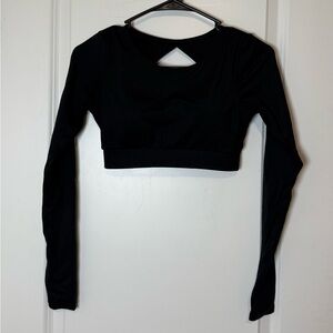 Black open back Long Sleeve Crop Top